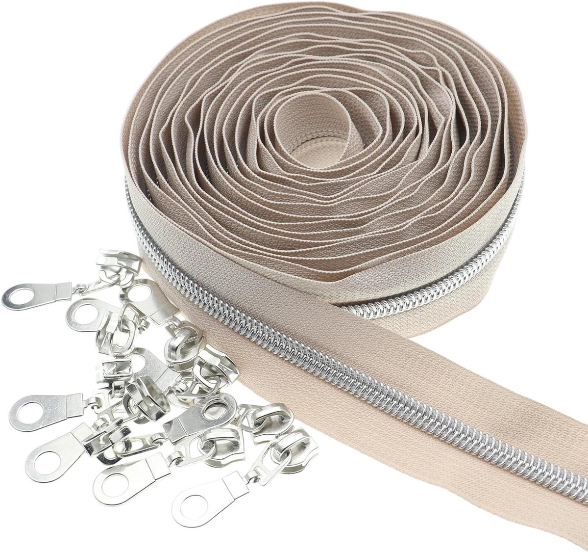 Nylon Ritsen - Rits op Maat - Kleding Maken - Metalen Rits Tanden - 4.5 Meter - Beige