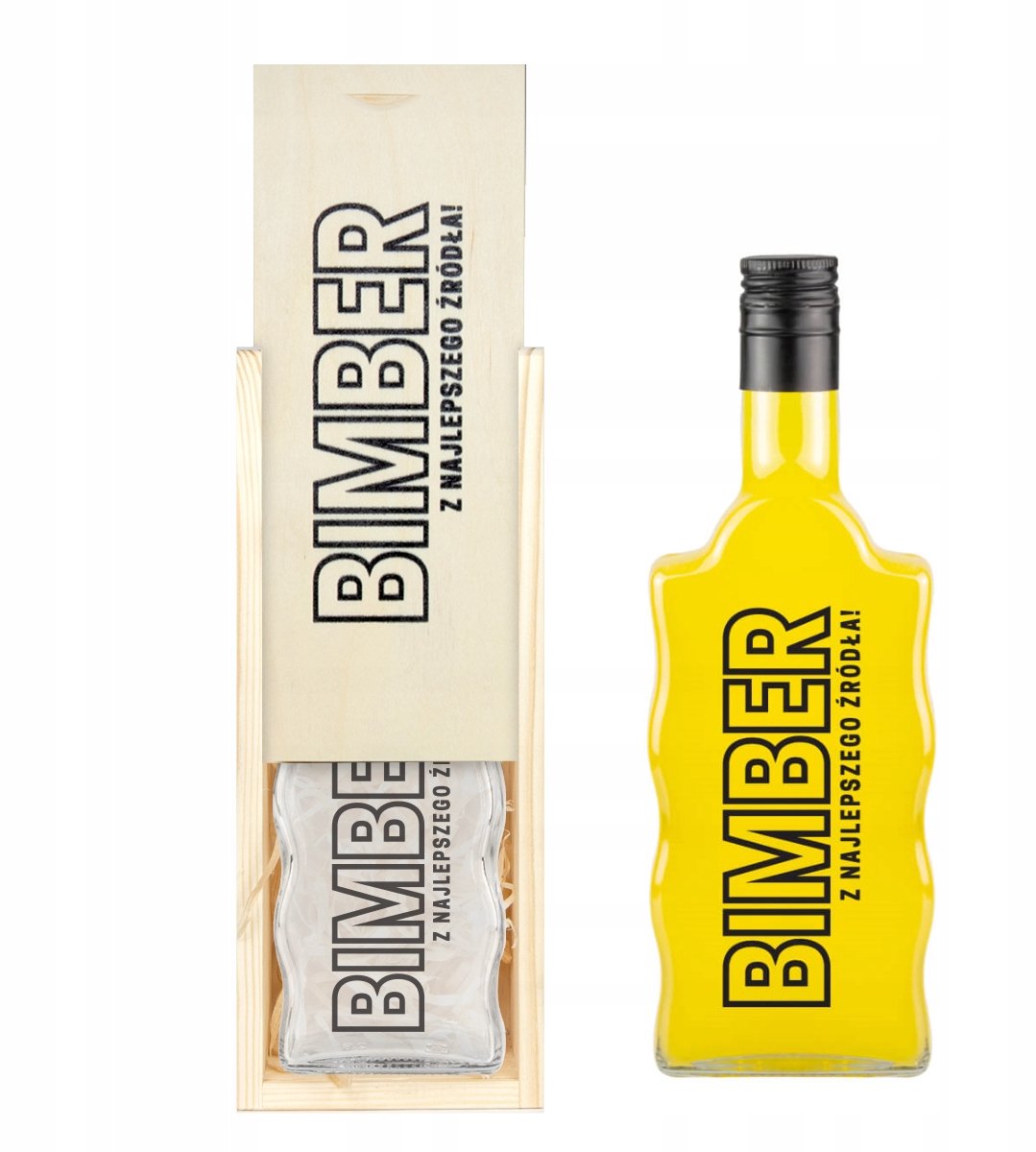 Bimberek Fala Serie - Houten Cadeauset - 500ml Fles - Bimber Opdruk