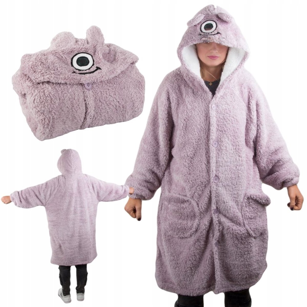 Monster Fiolete - Dameskleding - Oversized Koc Bluza - Grappige Kaptuchons