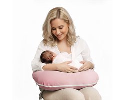 BabyUniverse Welur Serie - Voedingskussen - Roze - Ergonomisch Ontwerp