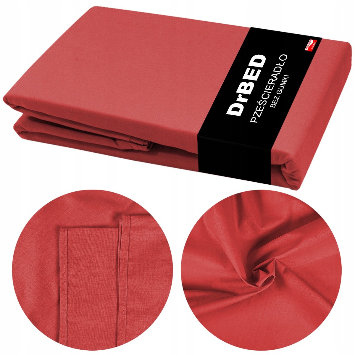 DrBED Serie - Katoenen Laken - 220x200 - Rood - Zonder Elastiek