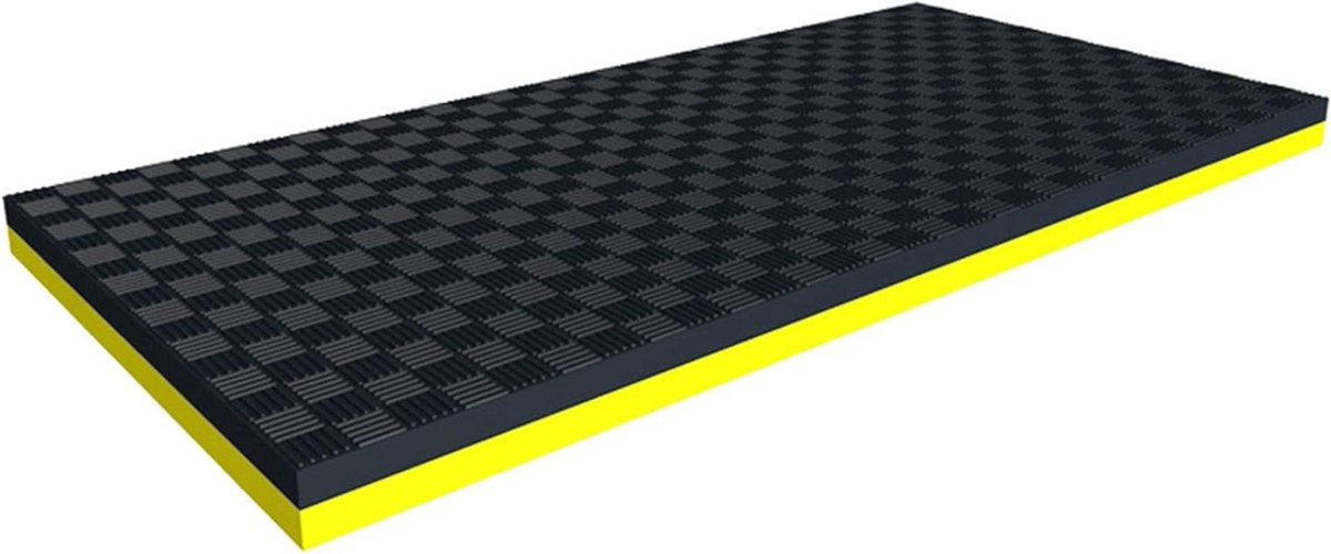 Loopbandmat - Wandelpadmat Trainingsmat - Fitnessapparatuur Beschermen - Dubbelzijdig Antislipontwerp - 85 x 180 cm - Zwart Geel