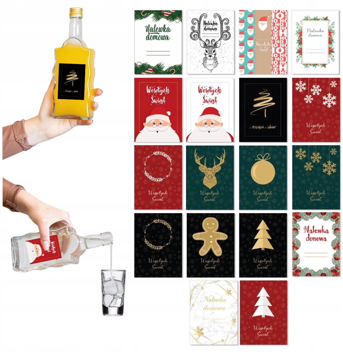 Bimberek Series - Kerstmis Etiketten - 50 Stuks - Voor Alcoholflessen - Zelfklevend