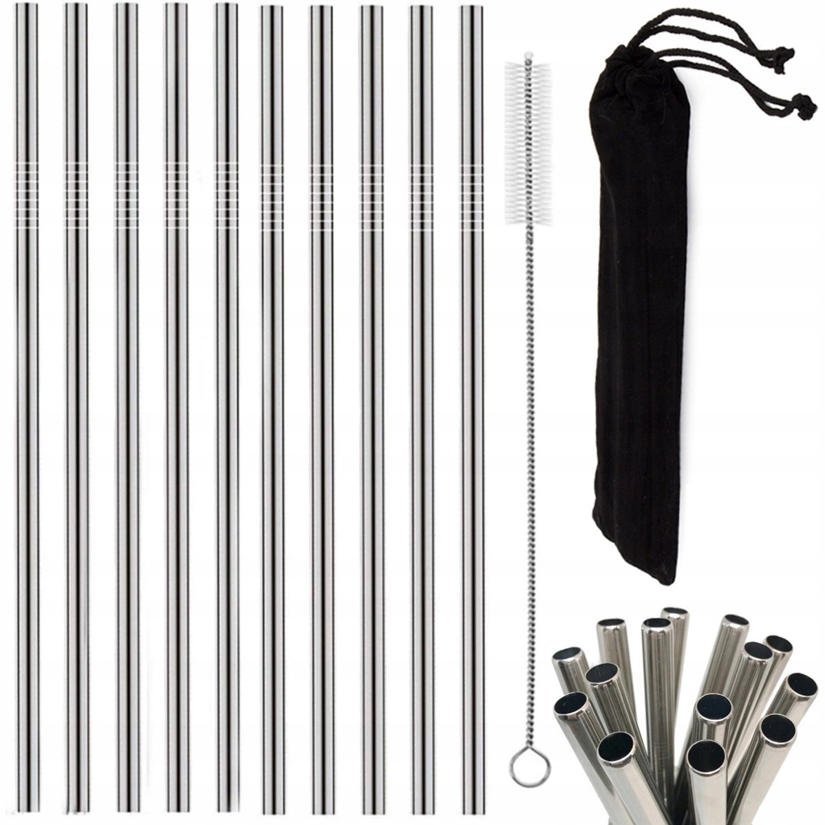 Hangzhou A Link Star Technology Co. Ltd - Herbruikbare Metalen Rietjes - 10 Stuks - Inclusief Schoonmaakborstel - Etui