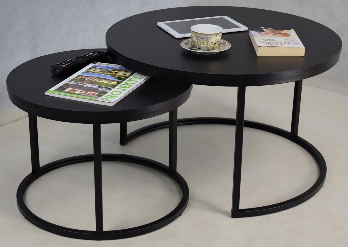 FutuStal - Ronde Koffietafels Set - Zwart - 20x20 Profiel - 2 in 1