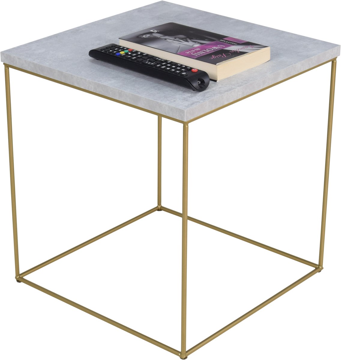 FutuStal Stalen Salontafel - Zwart - Betonlook Blad Goud;Beton