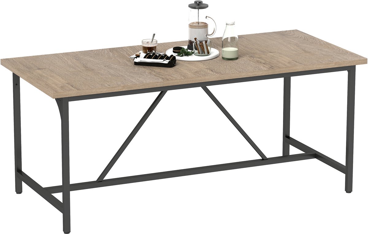 HOMCOM Eettafel-Spaanplaat-180 x 80 x 75,5 cm-Houtlook Naturel