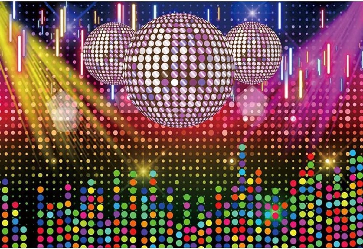 Feest Fotografie Achtergrond 7x5FT Discos Neon Vintage 80s 90s Dansvloer Decoratie