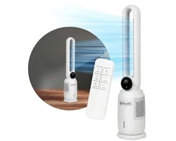 BluMill Bladeless Aircooler – Aircooler met Koelelementen – Bladloze Luchtkoeler – Luchtbevochtiger – Torenventilator – Incl. Luchtreiniger Functie – Wit