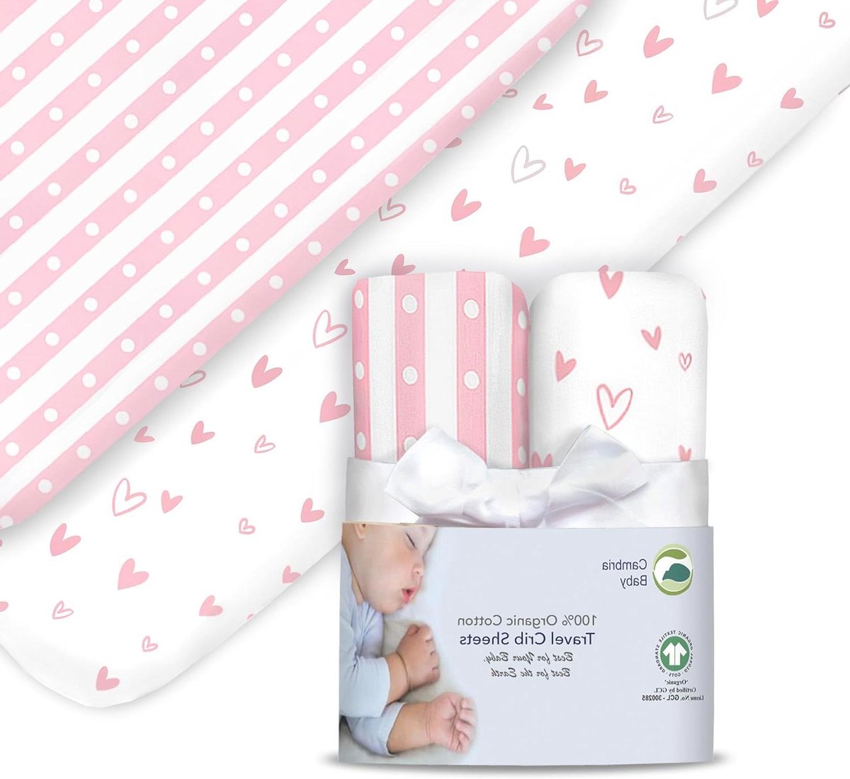 Reiswieg Lakens - Baby Beddengoed - Veilig Slapen - 100% Organisch Katoen - 24 x 42 Inch - Roze
