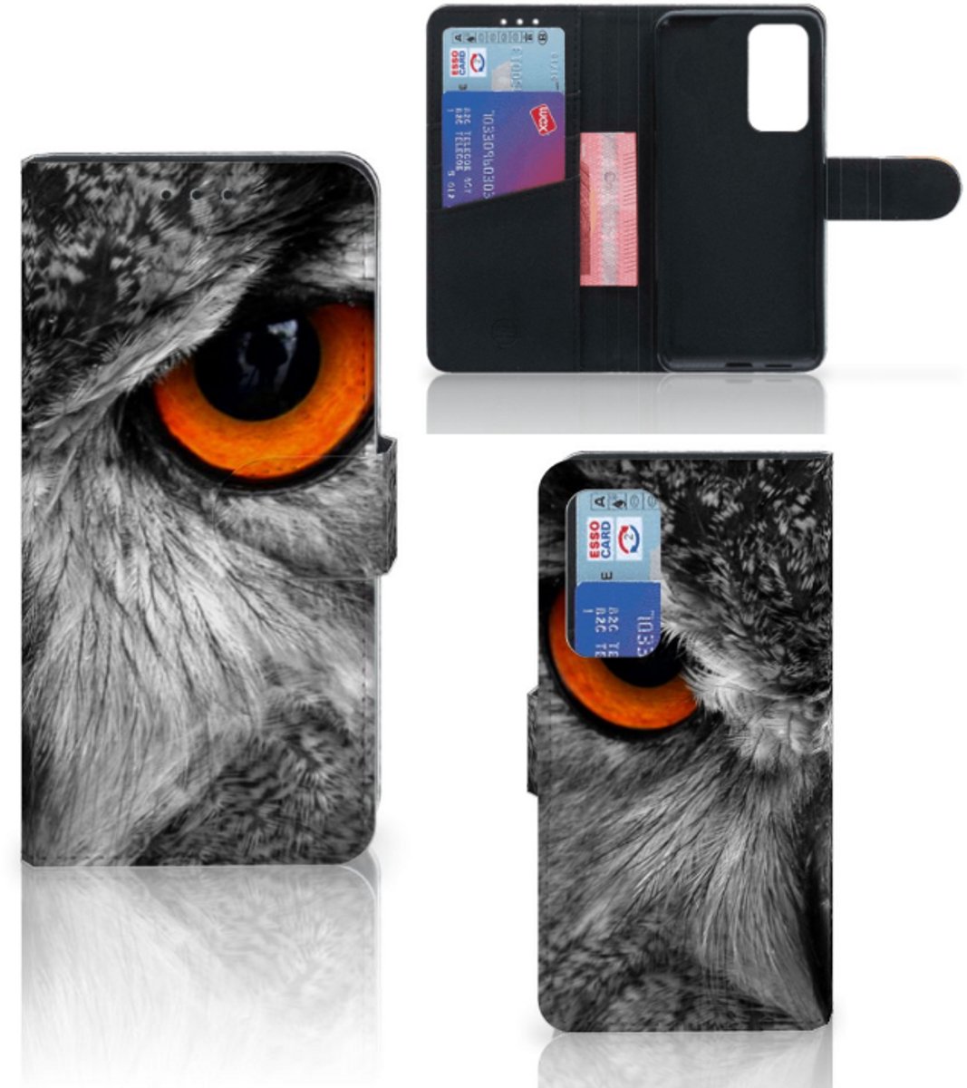 Huawei P40 Telefoonhoesje met Pasjes Uil