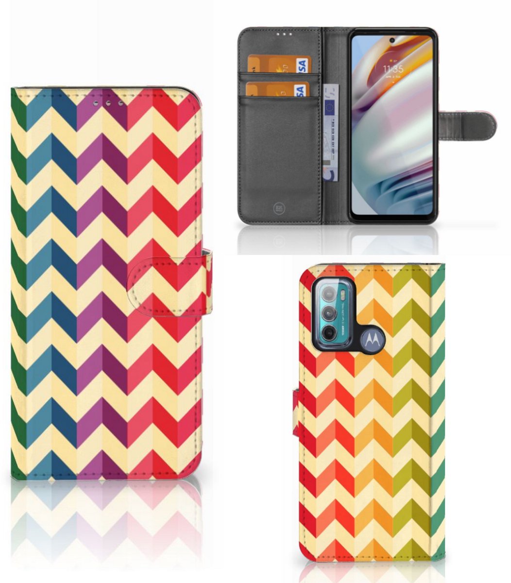Motorola Moto G60 Telefoon Hoesje Zigzag Multi Color