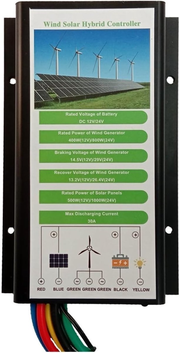 Hybride Laadregelaar - Wind Solar Controller - Energie Management - Automatische Bescherming - 130x82x21 mm