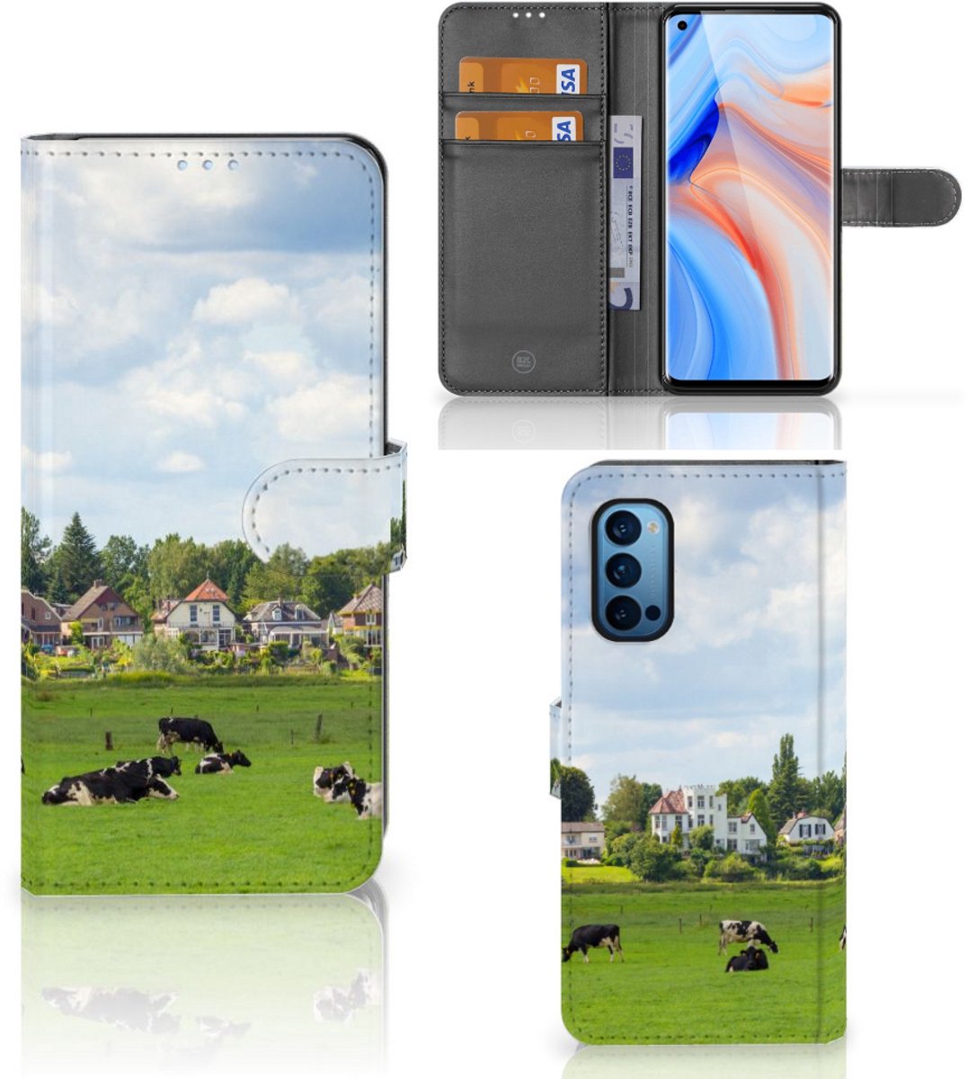 OPPO Reno 4 Pro 5G Telefoonhoesje met Pasjes Koeien