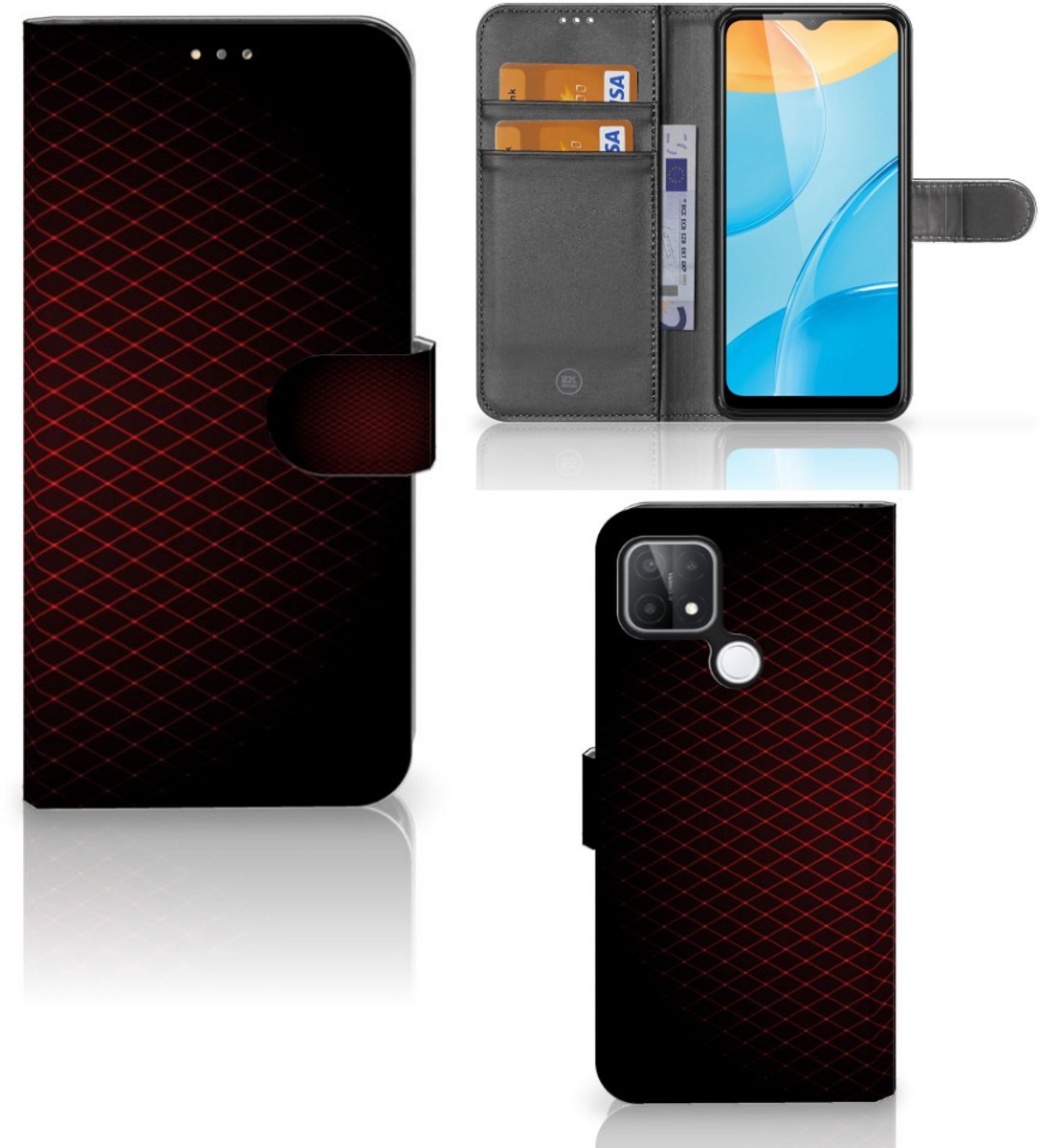 OPPO A15 Telefoon Hoesje Geruit Rood