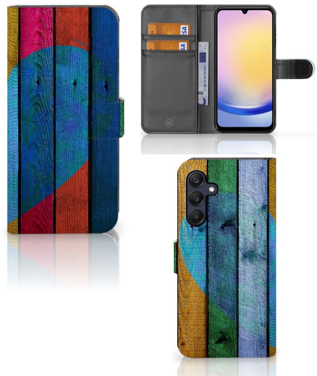 Samsung Galaxy A25 Book Style Case Wood Heart - Cadeau voor je Vriend