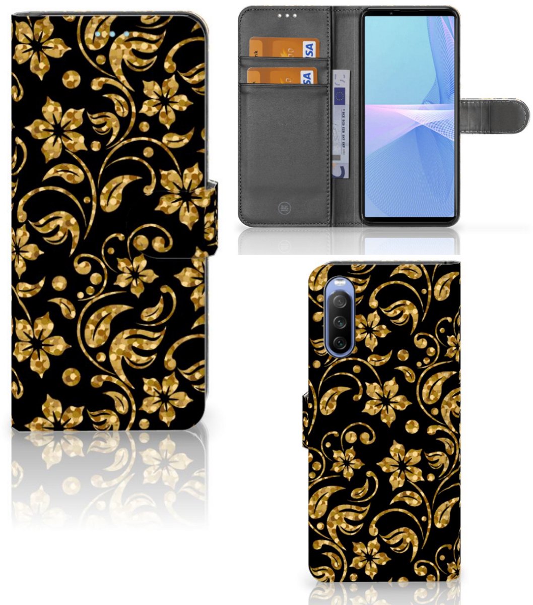 Sony Xperia 10 III Hoesje Gouden Bloemen