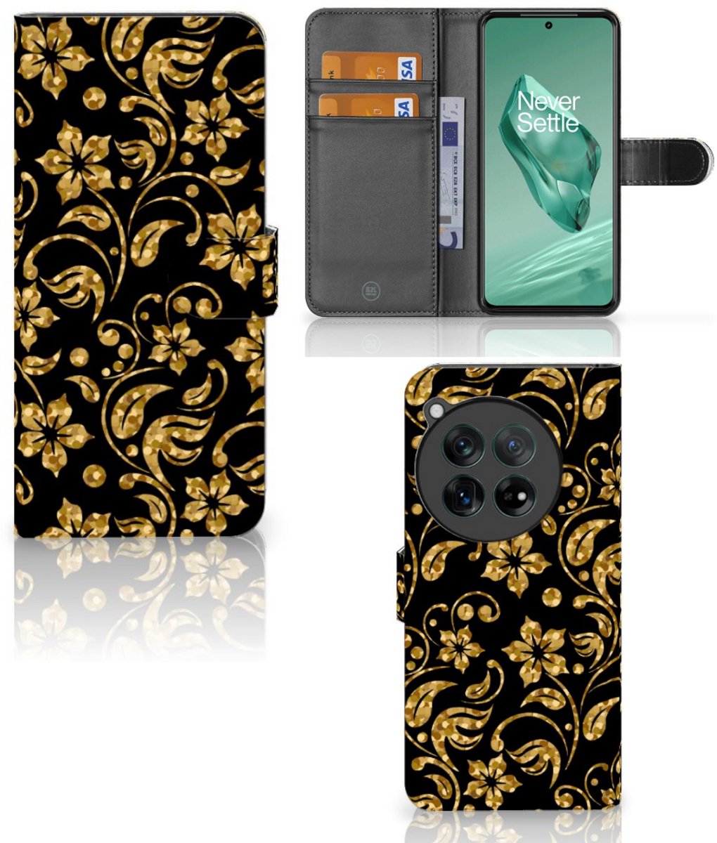 OnePlus 12 Hoesje Gouden Bloemen