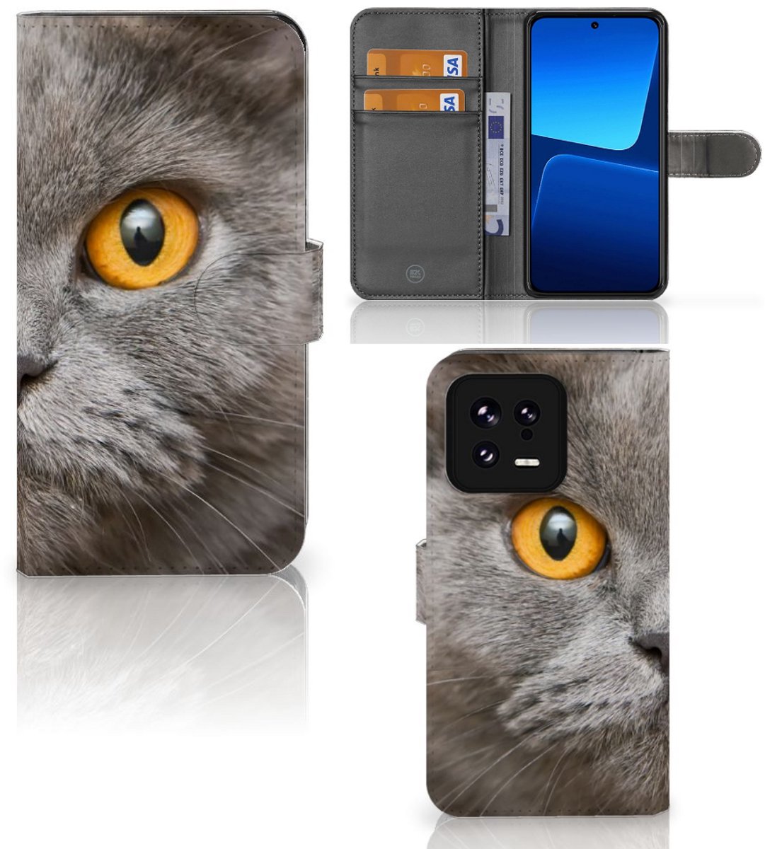 Book Case voor Telefoonhoesje met Pasjes Xiaomi 13 Britse Korthaar