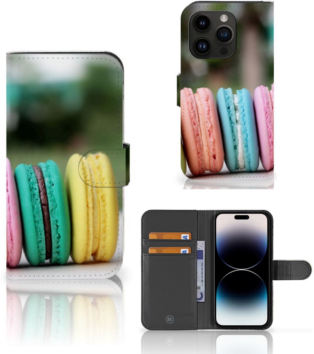 Boekhoesje voor iPhone 15 Pro Book Cover Macarons