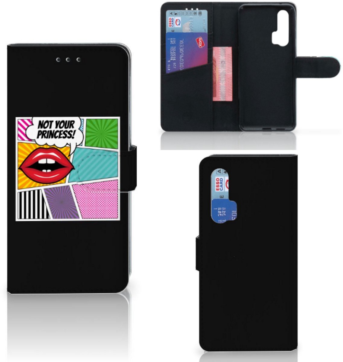Honor 20 Pro Wallet Case met Pasjes Popart Princess