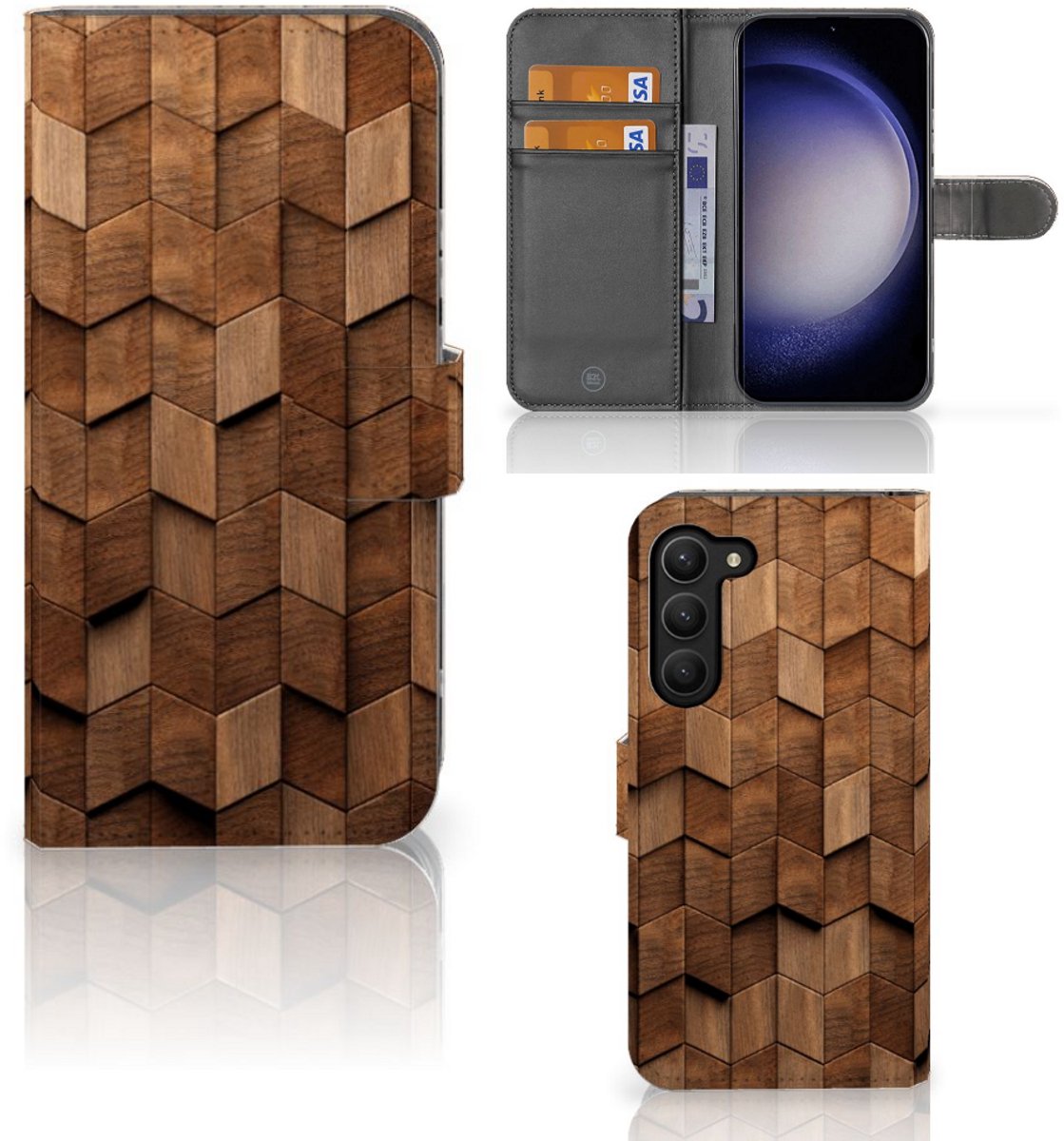 Book Style Case voor Samsung Galaxy S23 Plus Wooden Cubes