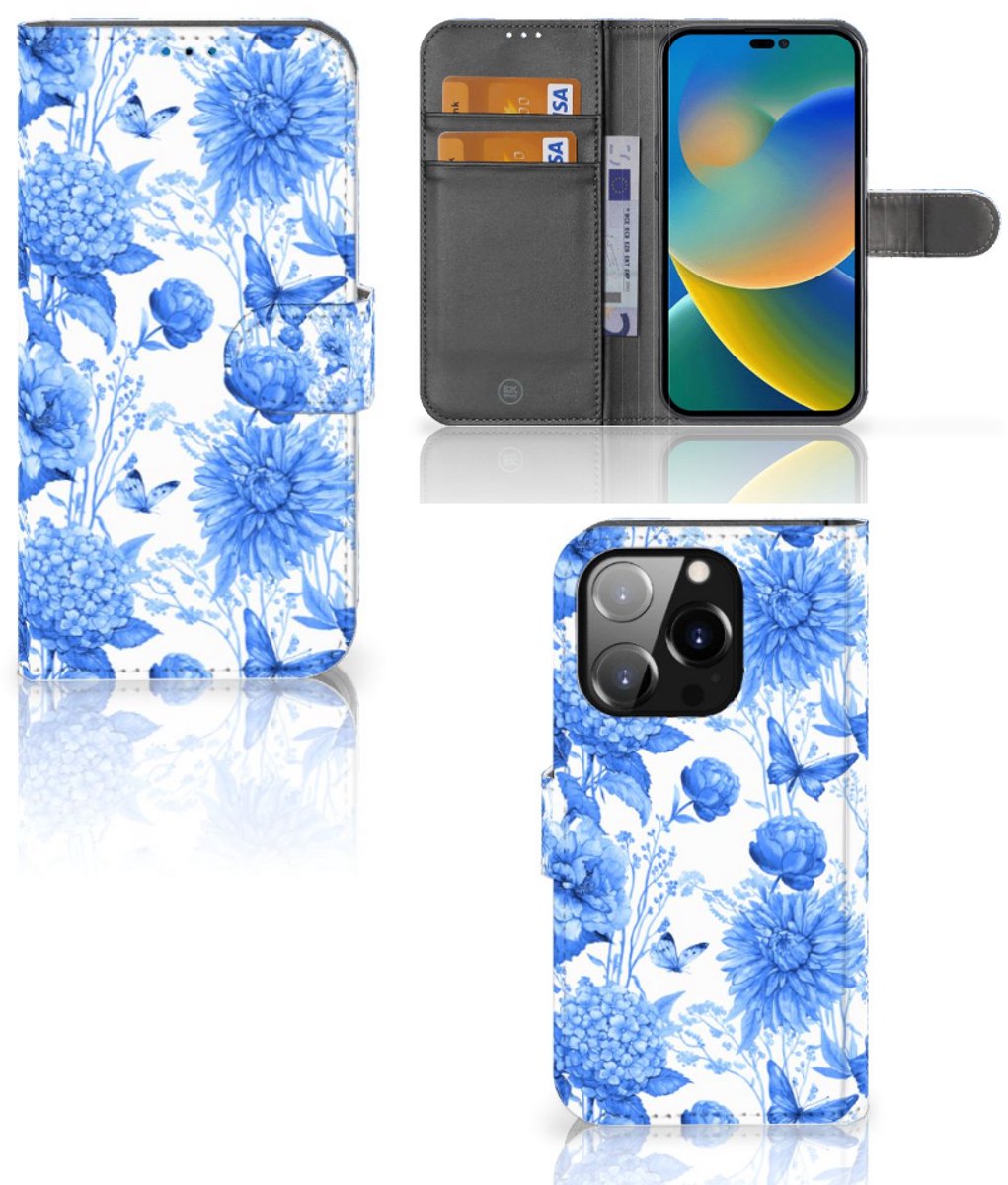 Hoesje voor iPhone 14 Pro Flowers Blue