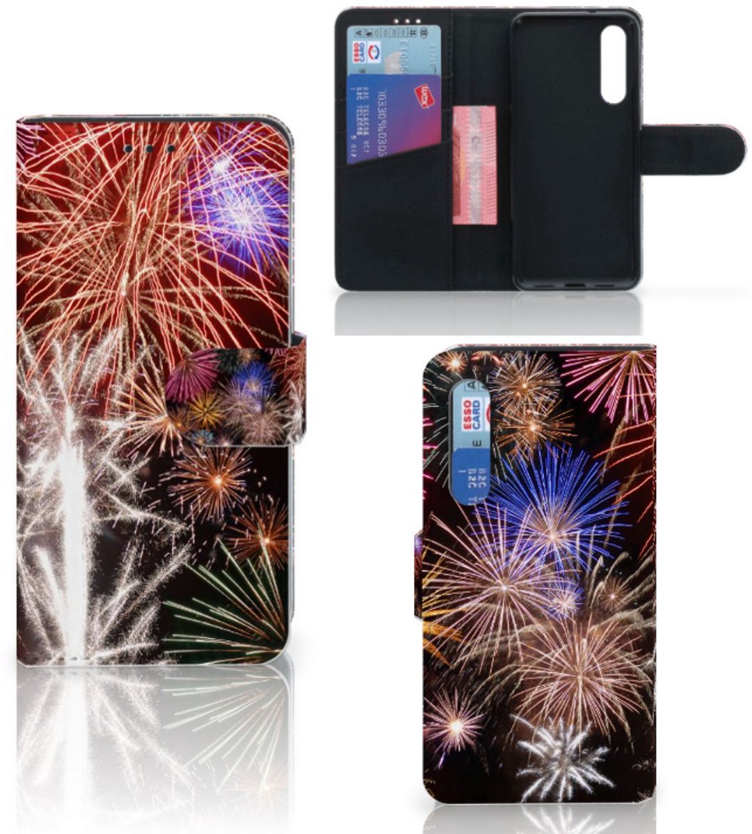 Xiaomi Mi 9 SE Wallet Case met Pasjes Vuurwerk