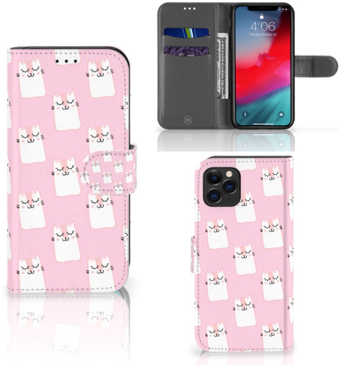 Book Case voor Apple iPhone 11 Pro Telefoonhoesje met Pasjes Sleeping Cats
