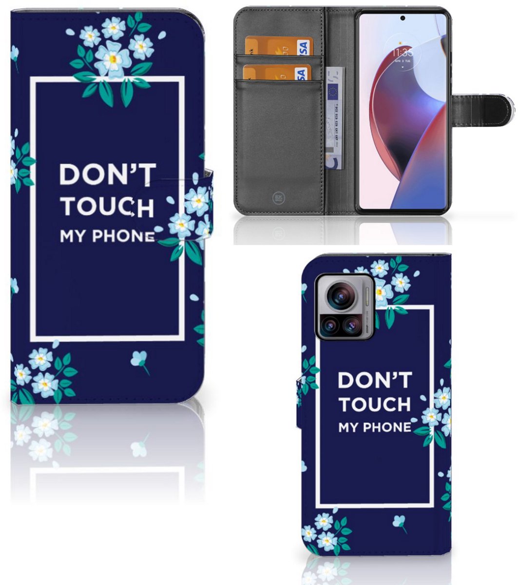 Motorola Edge 30 Ultra Portemonnee Hoesje Flowers Blue DTMP