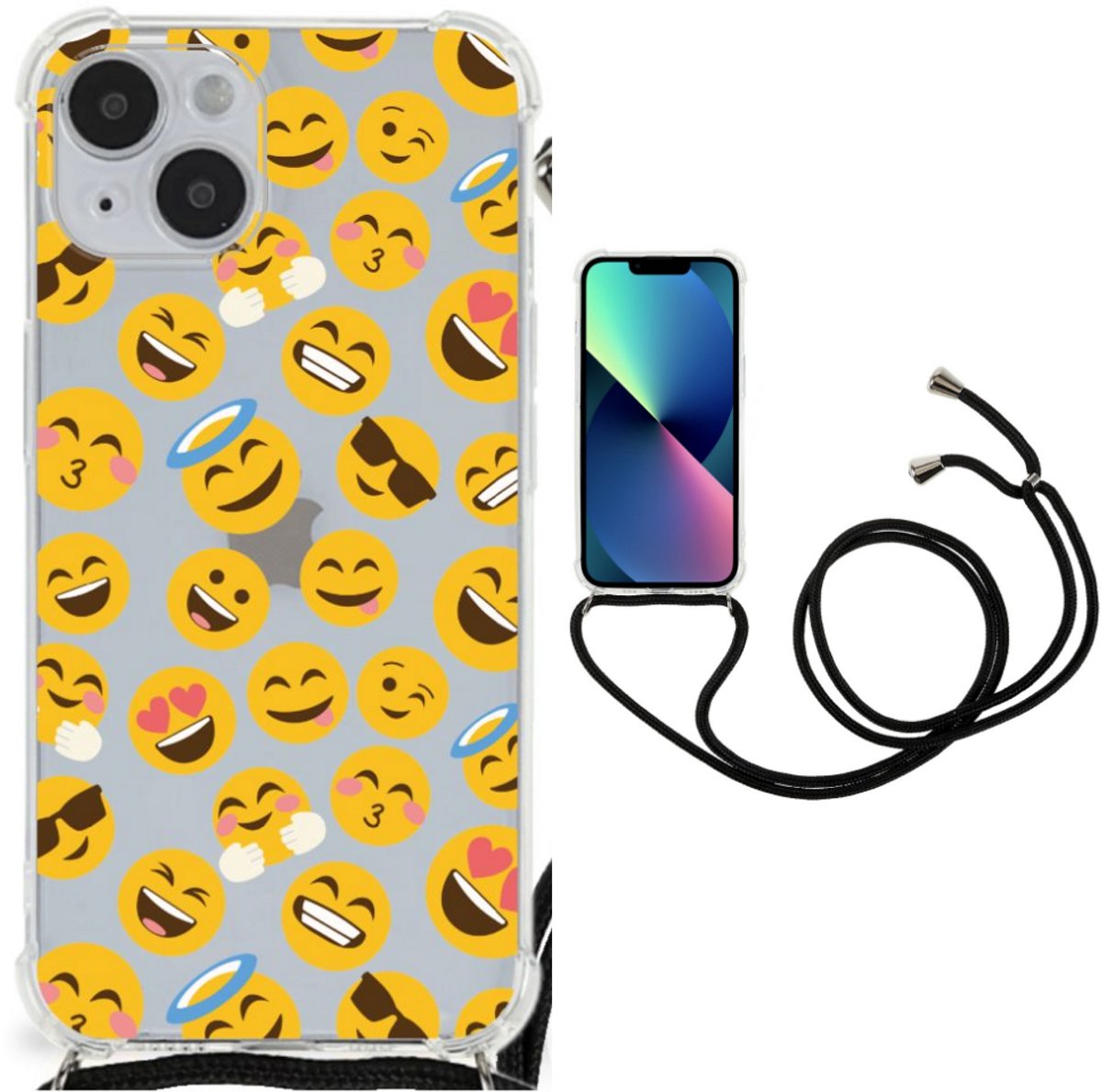 Back Cover voor iPhone 14 Plus Doorzichtige Silicone Hoesje Emoji