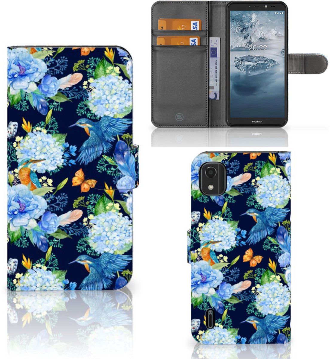 Telefoonhoesje met Pasjes voor Nokia C2 2nd Edition IJsvogel