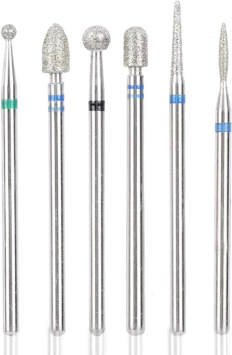 Set van 6 Nagelboor Bits voor Manicure en Pedicure - Rvs Nagelslijpset voor Verwijderen van Nagelriemen en Nagellak