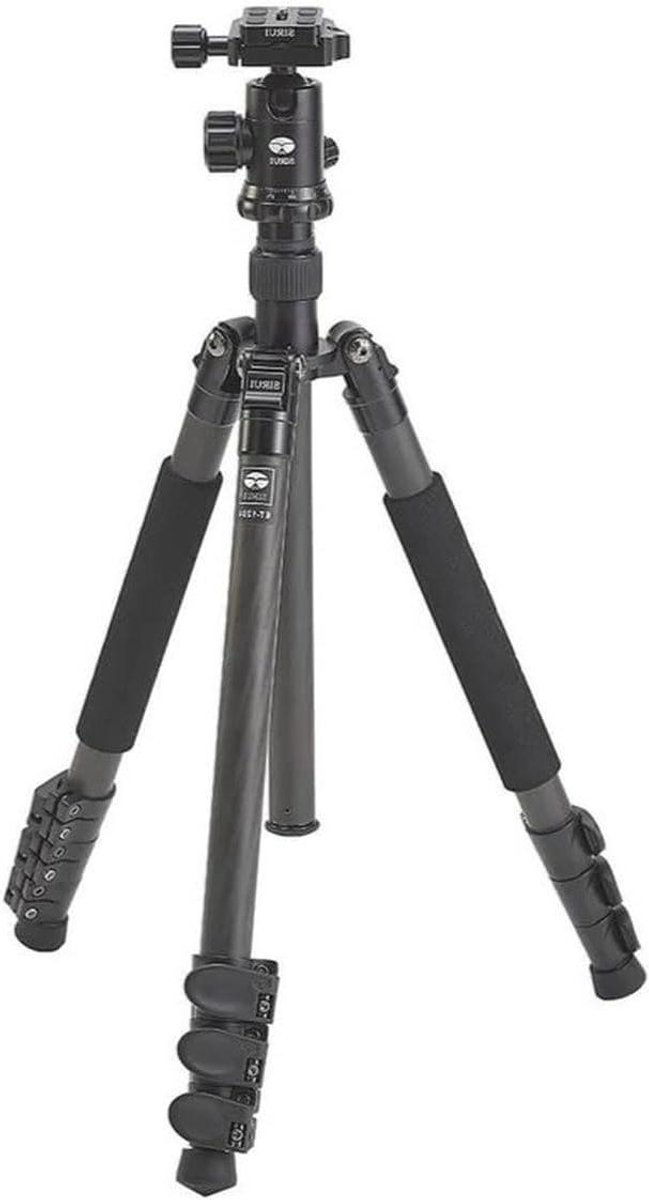 Driepootstatief Carbon - Reisstatief - Stabiele Opnames Maken - Poten 180° Inklapbaar - 139 cm Hoog - Grijs