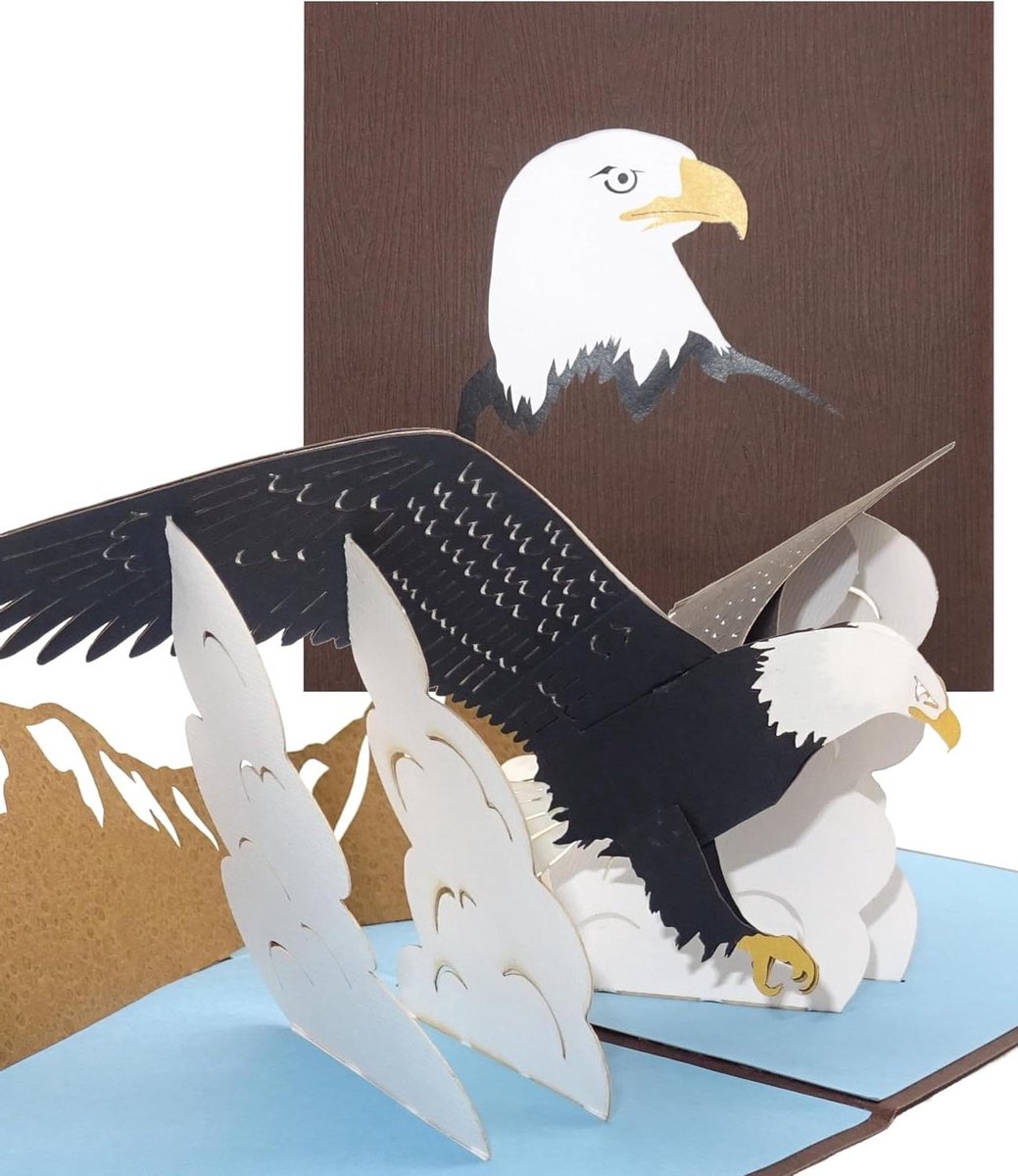 Pop-up Kaart Adler - 3D Verjaardagskaart Wenskaart - Cadeau Geven - Handgemaakte Papierkunst - 15 x 15 cm - Bruin