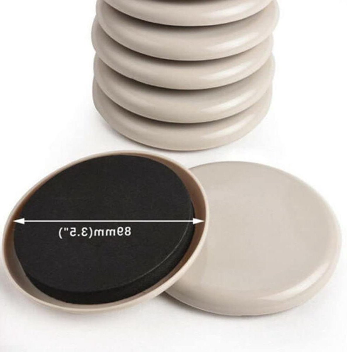 Meubels Sliders - Slider Movers - Meubels Verplaatsen - Voor Tapijt - 8.9 x 8.9 cm - Zwart