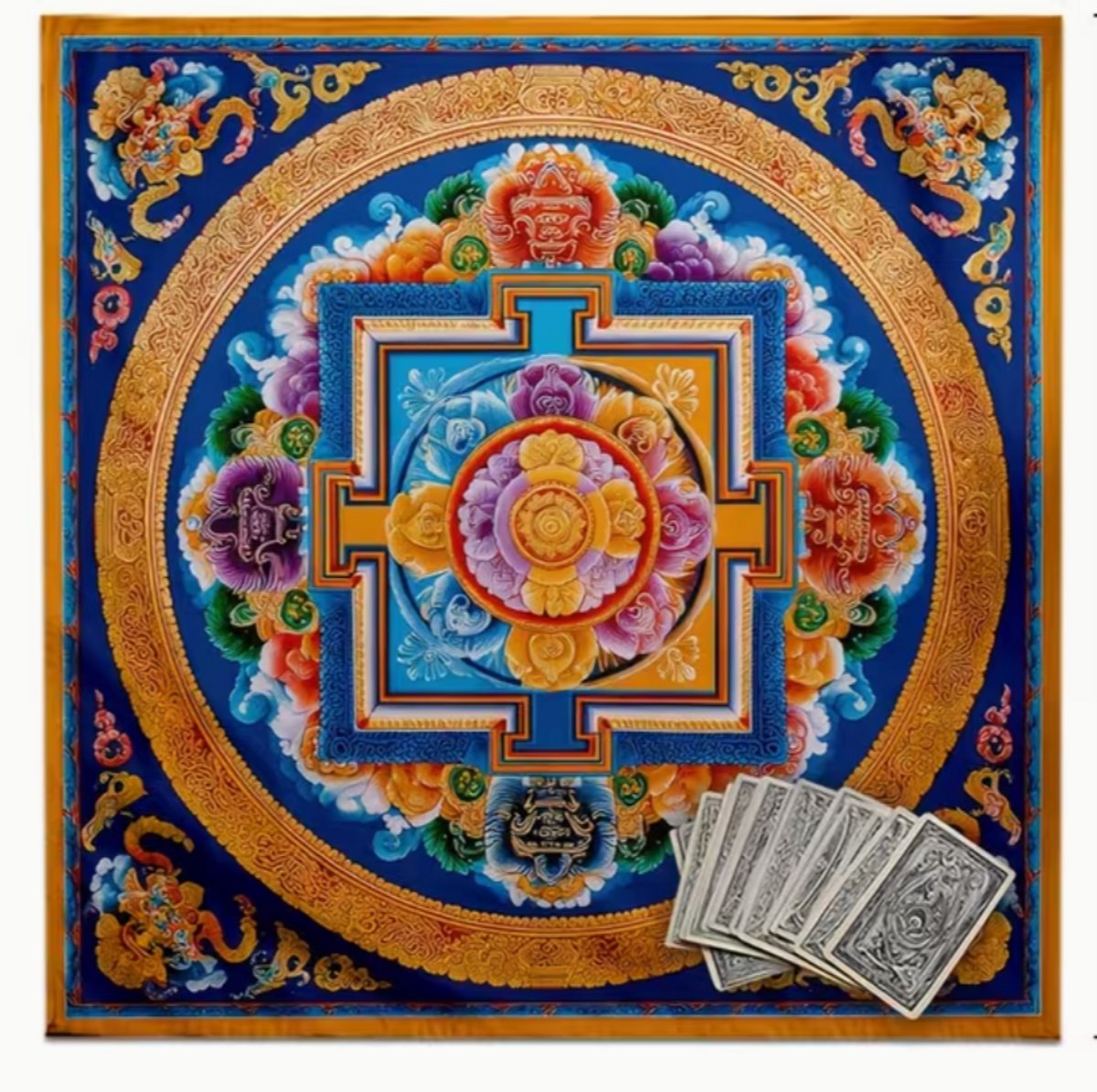 Tibetaans Altaardoek - Tarotkleed - Pendelkleed 75x75cm. - Tafelkleed