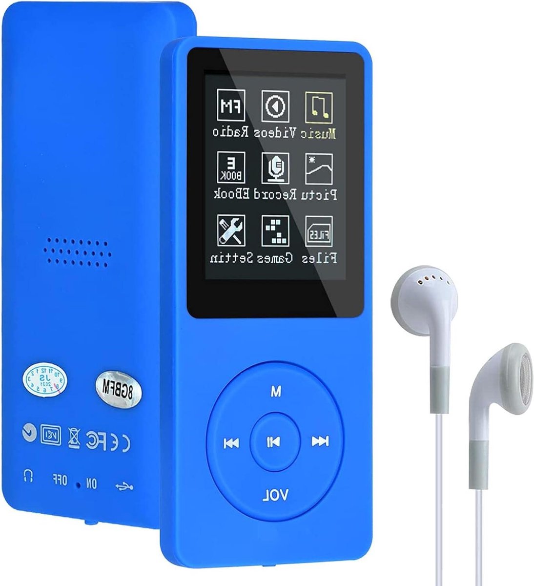 Digitale Muziekspeler - MP3 Speler - Muziek Luisteren - Verliesvrije Geluidskwaliteit - 8 GB - Blauw