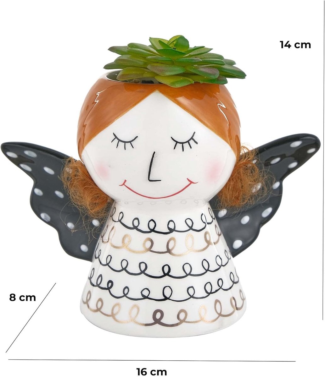 Baroni Home Angel Ceramic Vase Christmas Decoration, Modern Figure, Indoor or Outdoor, 16 x 8 x 14 cm, White Dress — cadeau in Wonen & Interieur - foto 3