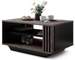 Viosimc Salontafel en Koffietafel met Moderne Lamellen en Opbergruimte, Rechthoekige en Stijlvolle Tafel voor de Woonkamer – Lupek Arosa & Donkerzwart