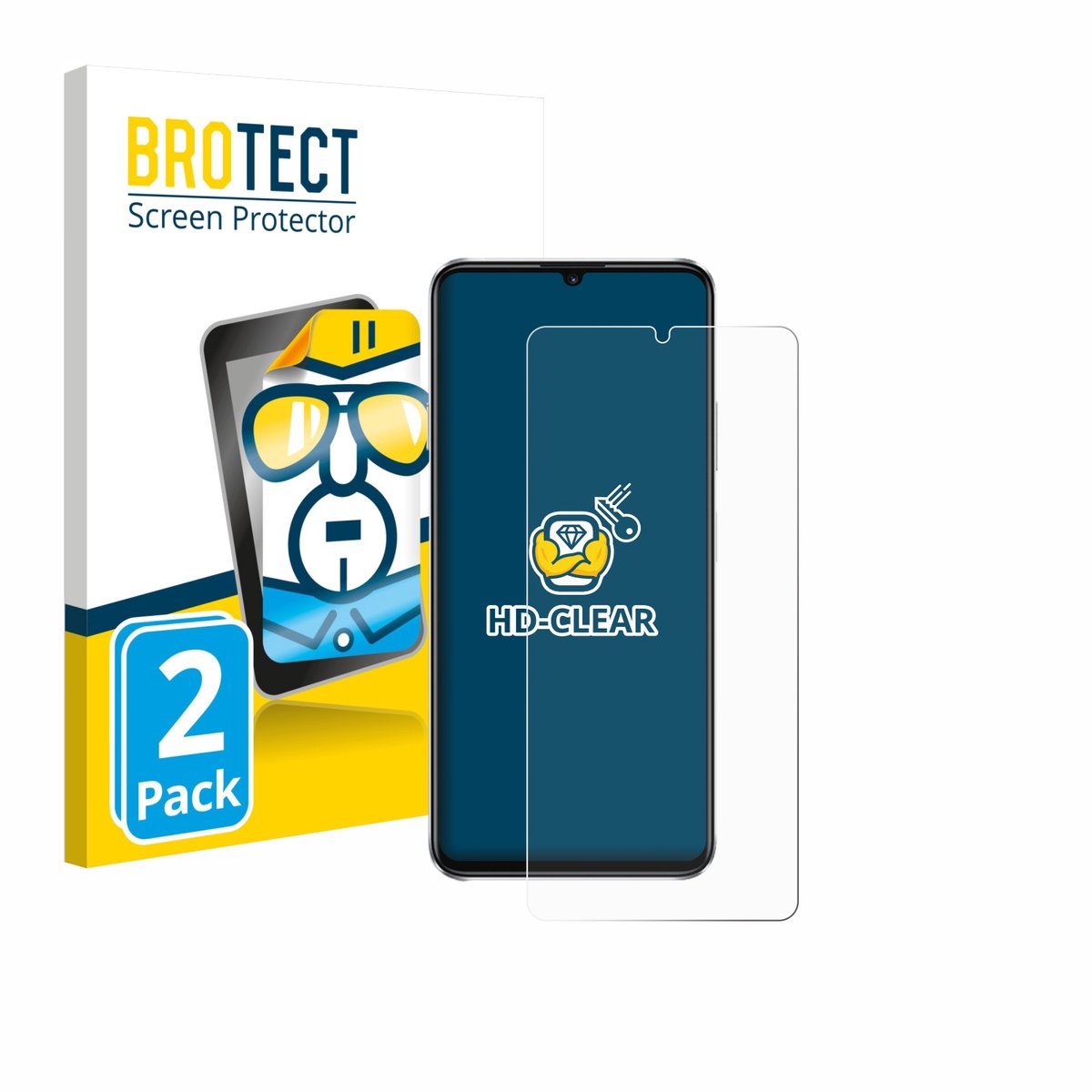 BROTECT - Screenprotector voor Huawei Nova Y72S - Folie Beschermfolie transparant 2 Stuks