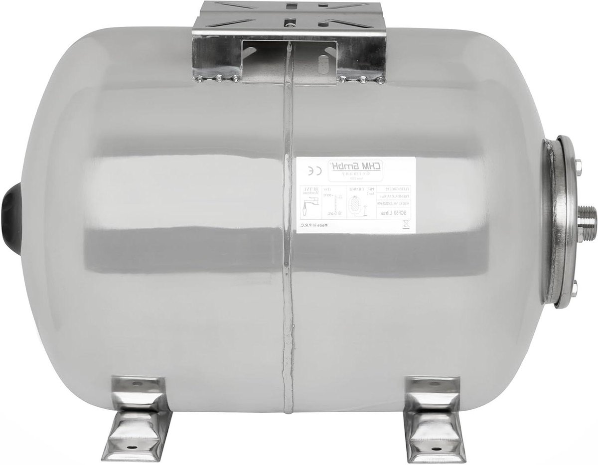 Drukketel 50 liter - Roestvrijstalen tank - Waterdruk verhogen - EPDM rubberen blaas - 58