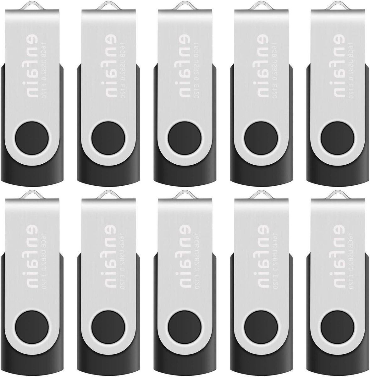 USB Flash Drives - Geheugensticks Gegevensopslag - Bestanden Overzetten - Draaibare Aluminium Hoes - 10 stuks 16 GB - Zwart