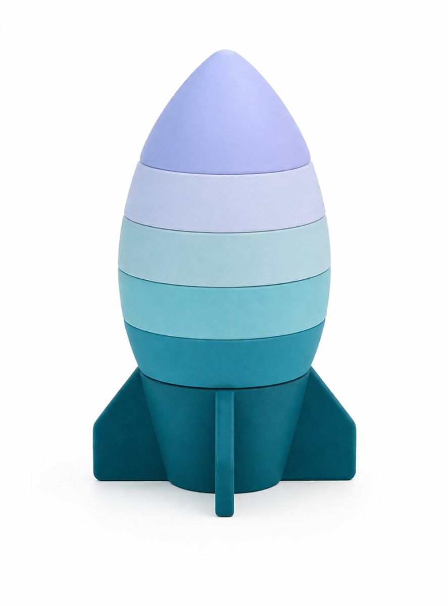 Kahil - Stapeltoren Raket - Baby Speelgoed - Educatief Montessori - 6 Delig - BPA Vrij
