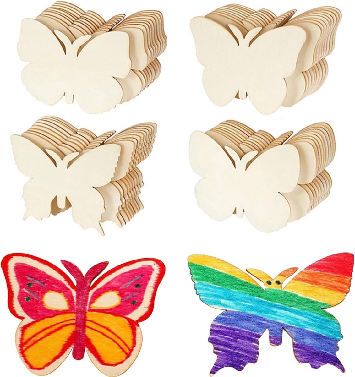 40 Stuks Houten Mini Vlinder Schalen - Lege Coasters voor Decoratie, Branding en Monogrammen