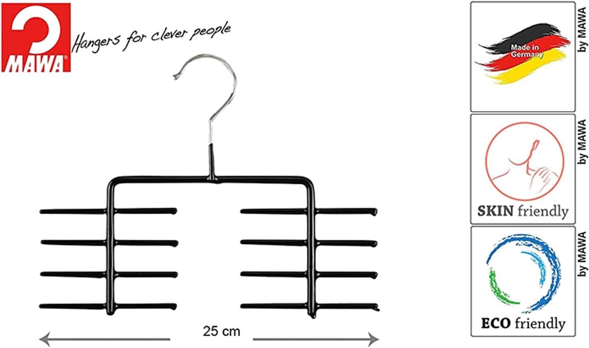 Stropdas Hanger - Accessoire Hanger - Garderobe Ordenen - Antislip Gecoate - 25 cm - Zwart