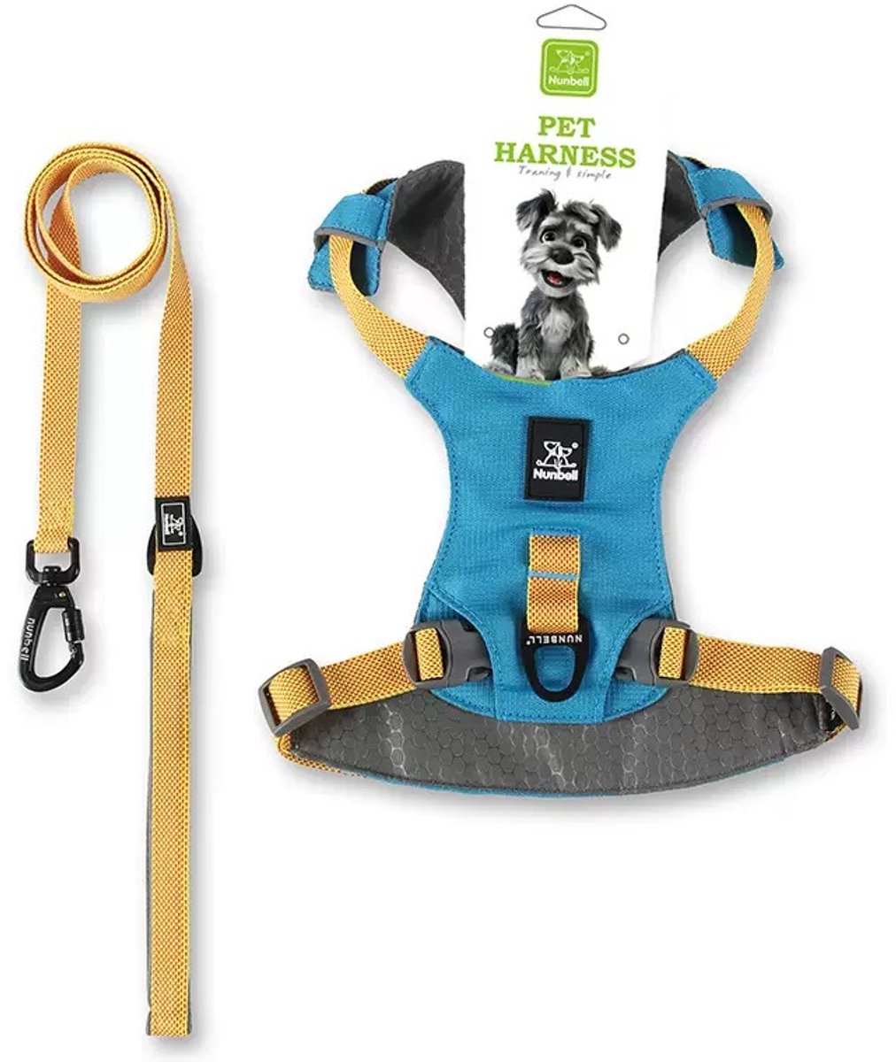 Nunbell Hondentuigje met Riem Set – Lichtgewicht & Ademend, Anti-trek, Sportief Polyester Harnas voor Honden