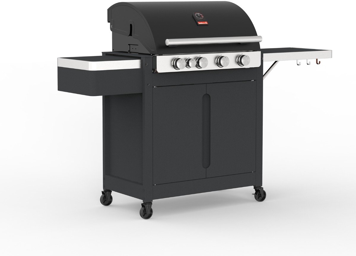 Bol.com Barbecook Stella 4311 - Gas BBQ barbecue - 4 branders - Met infrarood zijbrander - Met zijtafel - Incl. plancha plaat aanbieding