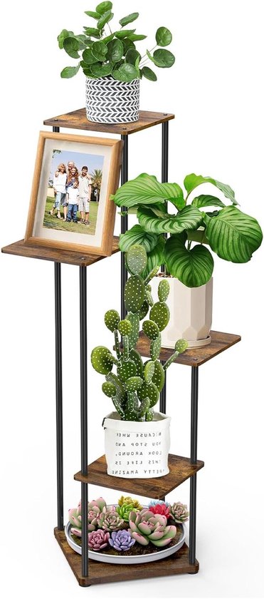 Foto: Bloemenstandaard plantenstandaard voor binnen 5 etages moderne bloempot standaard bloementrap metaal plantenrek hoek voor meerdere planten balkon woonkamer alleen staan