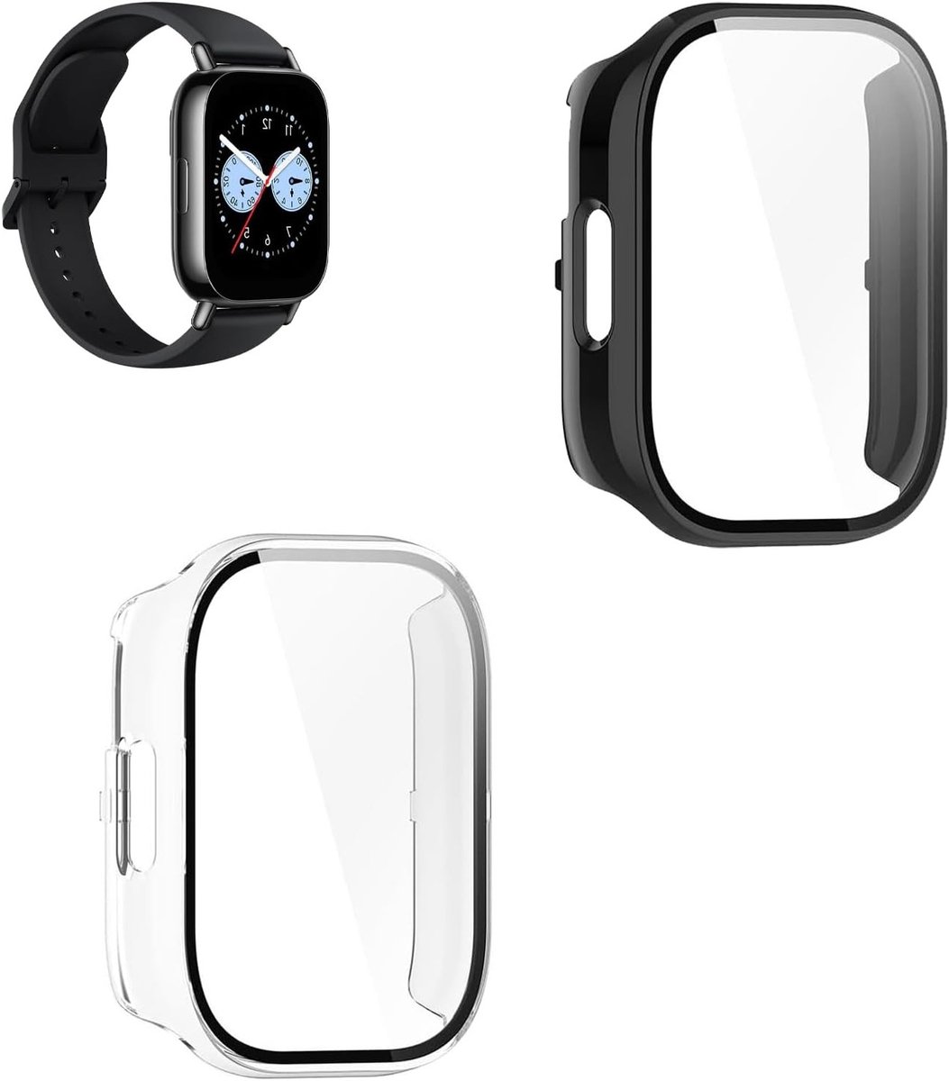 2 Stuks Beschermhoezen voor Xiaomi Redmi Watch 5 Lite, 360° Bescherming, Transparante PC Hoes met Schermbeschermer, Ultra Dun, Schokbestendig en Krasbestendig, Volledige Dekking
